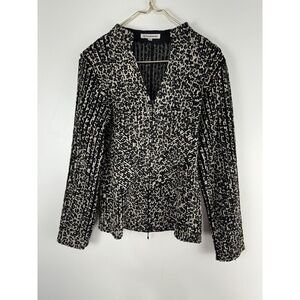 Alexandra Rosati Sz 12 Leopard Print Y2K Zip Front Jacket Mesh Animal Print